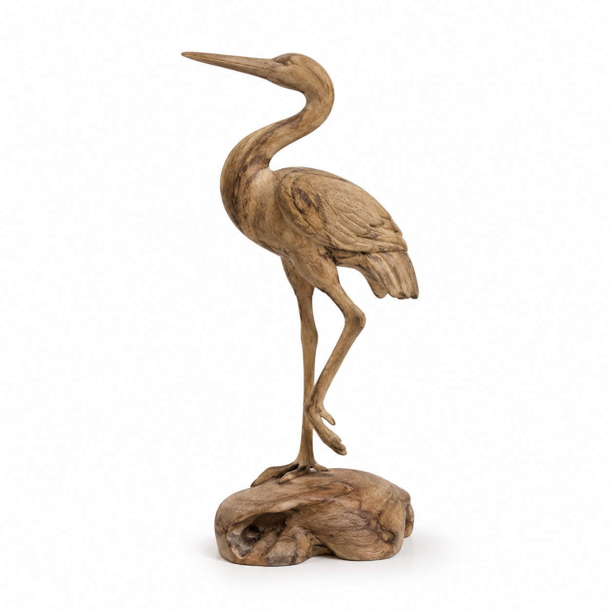 Hand-carved boxwood Crane ornament