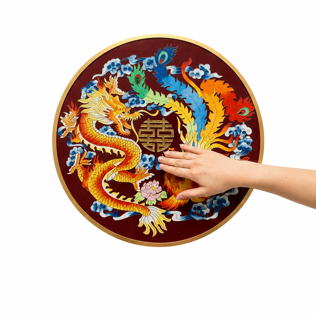 Imperial Dragon & Phoenix Cloisonné Roundel