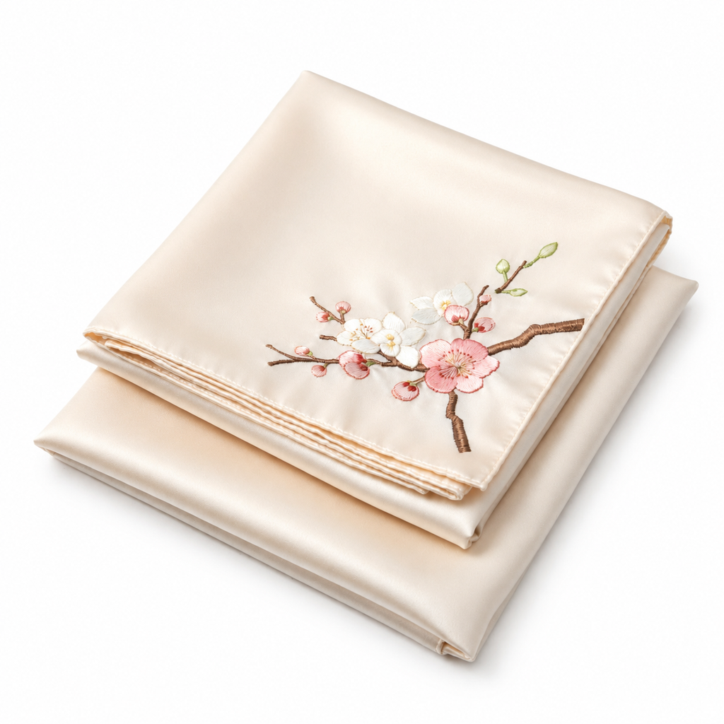 Whispering Blossom Suzhou Embroidery Silk Scarf