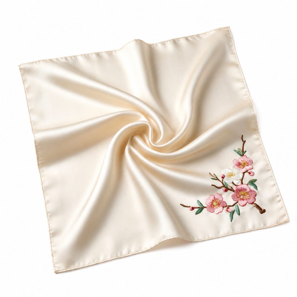 Whispering Blossom Suzhou Embroidery Silk Scarf