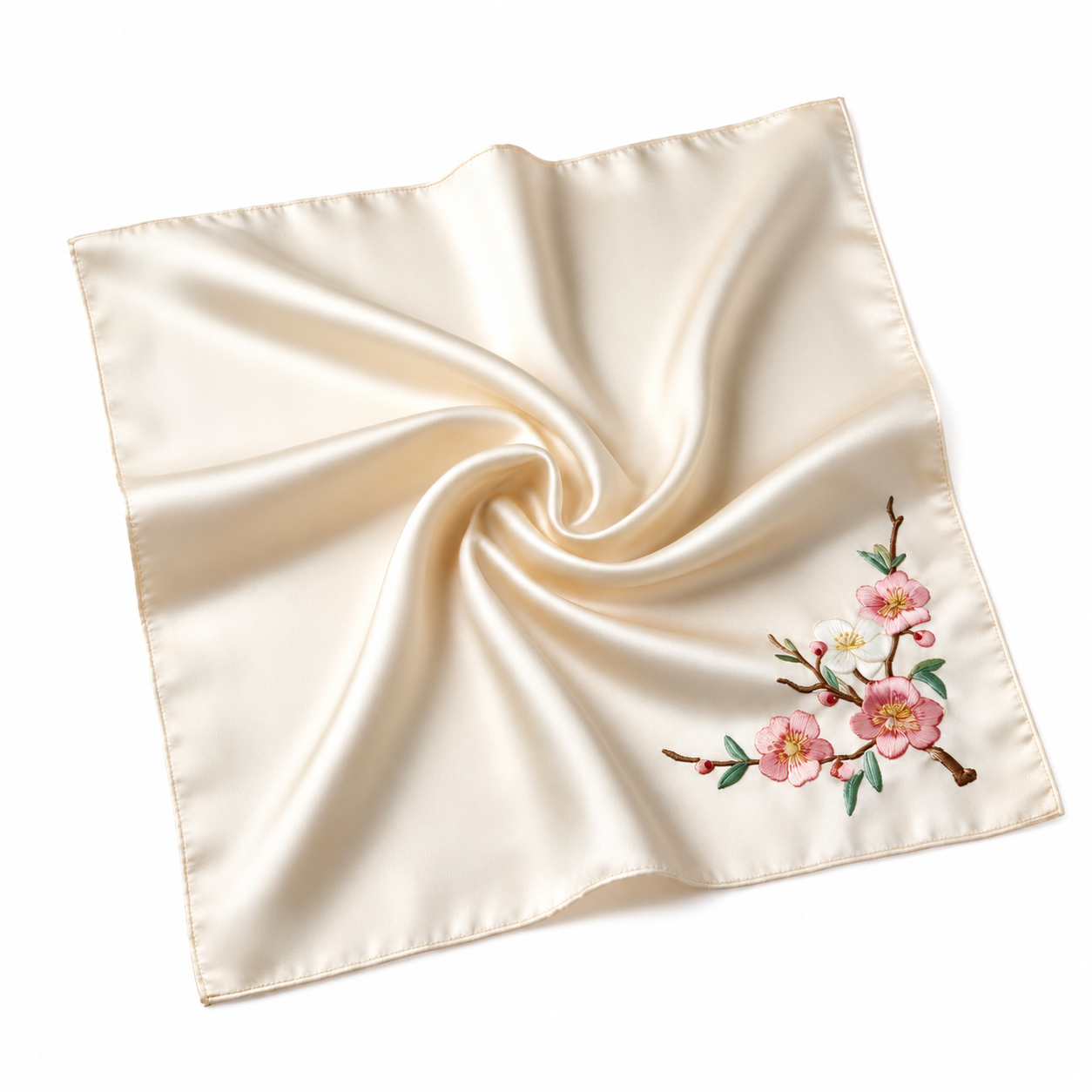 Whispering Blossom Suzhou Embroidery Silk Scarf