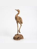 Hand-carved boxwood Crane ornament