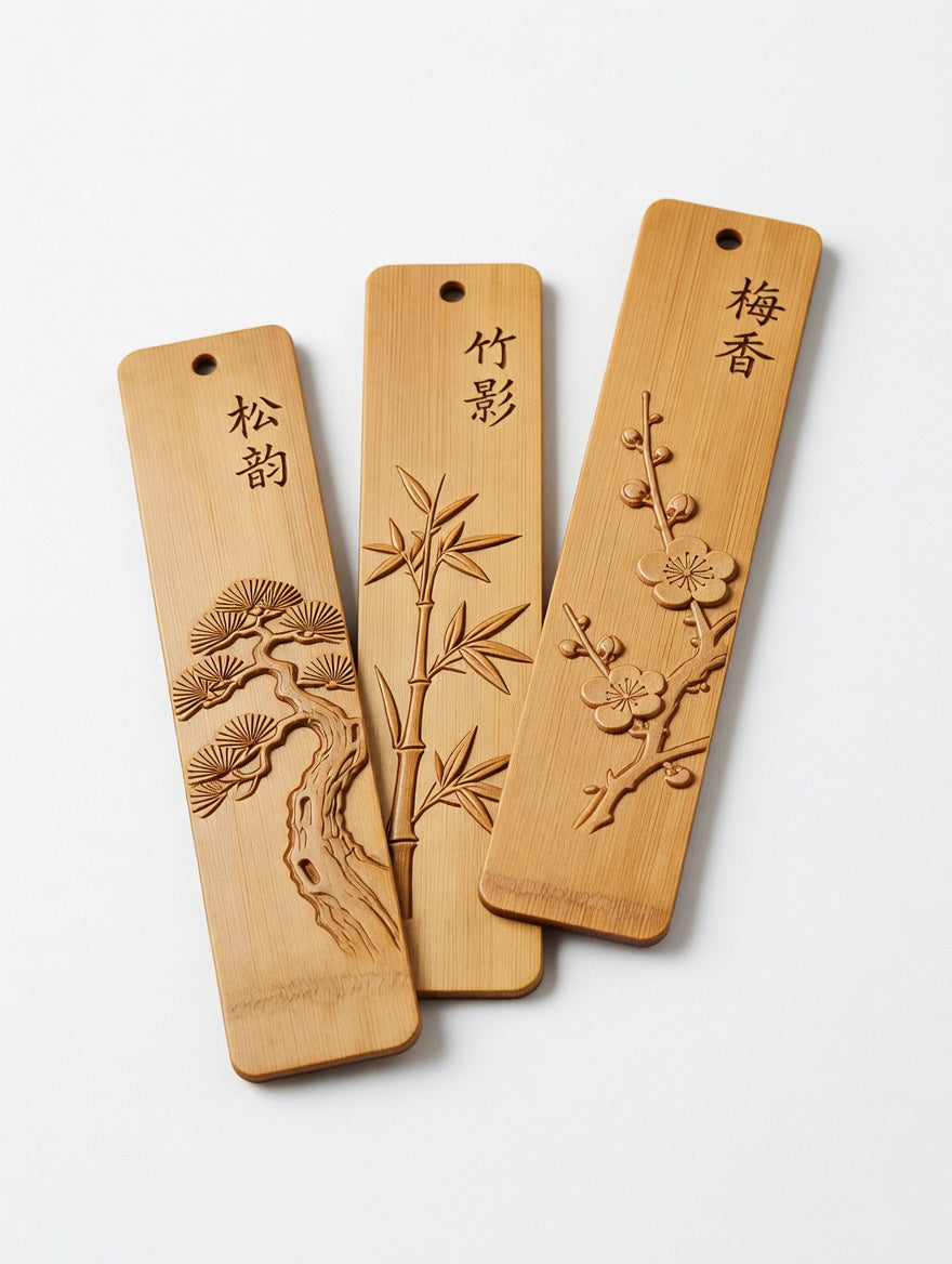 Bamboo Carved Bookmark Set