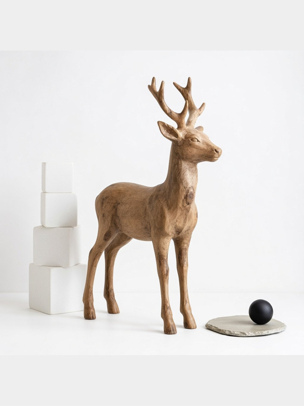 Hand-carved boxwood Deer ornament