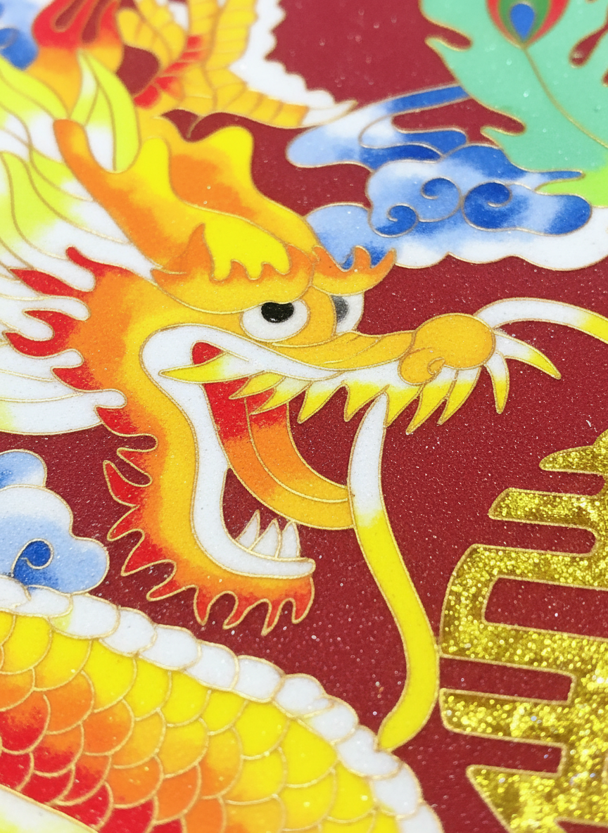 Cloisonne Dragon and Phoenix Bring Auspiciousness