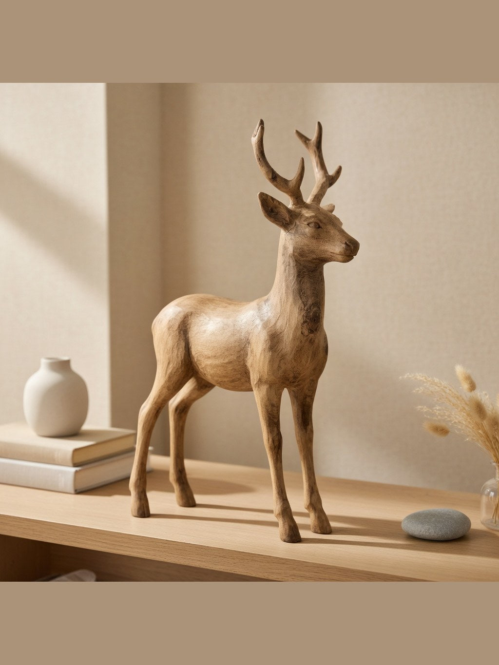 Hand-carved boxwood Deer ornament