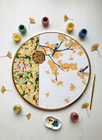 Auspicious Ginkgo & Magpie Cloisonné Wall Art