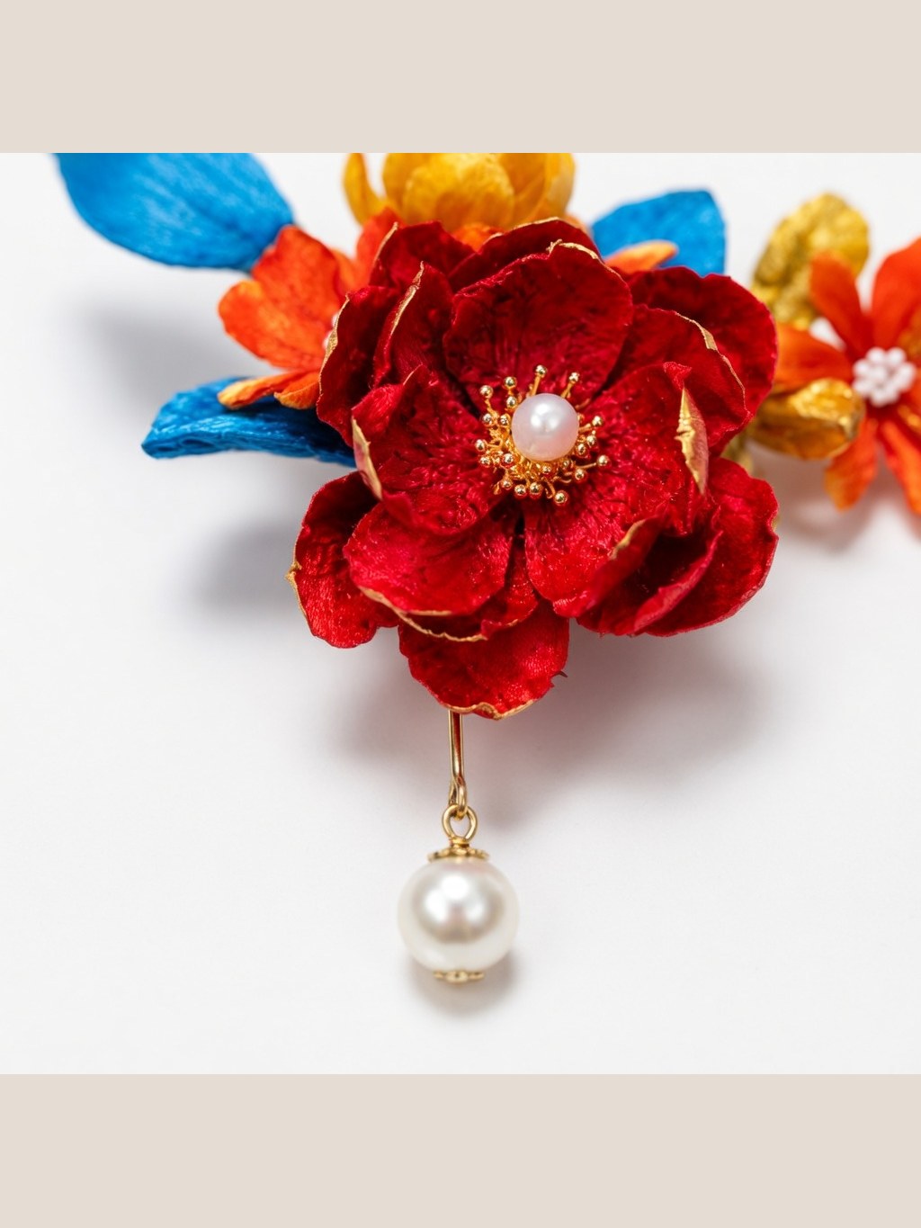 Red Peony Chanhua Hairpin