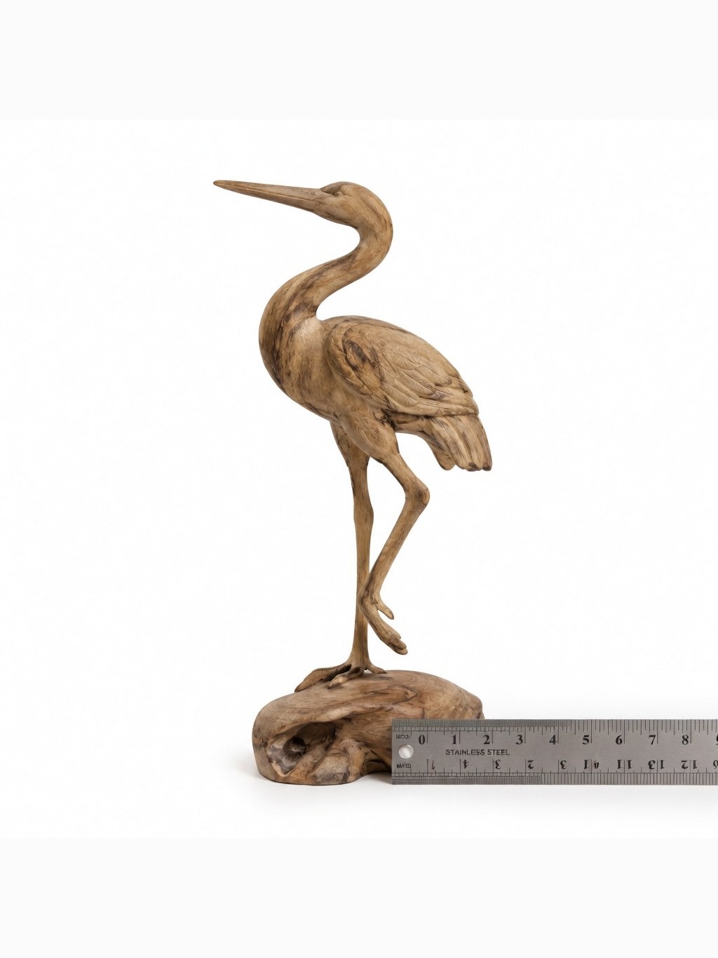 Hand-carved boxwood Crane ornament