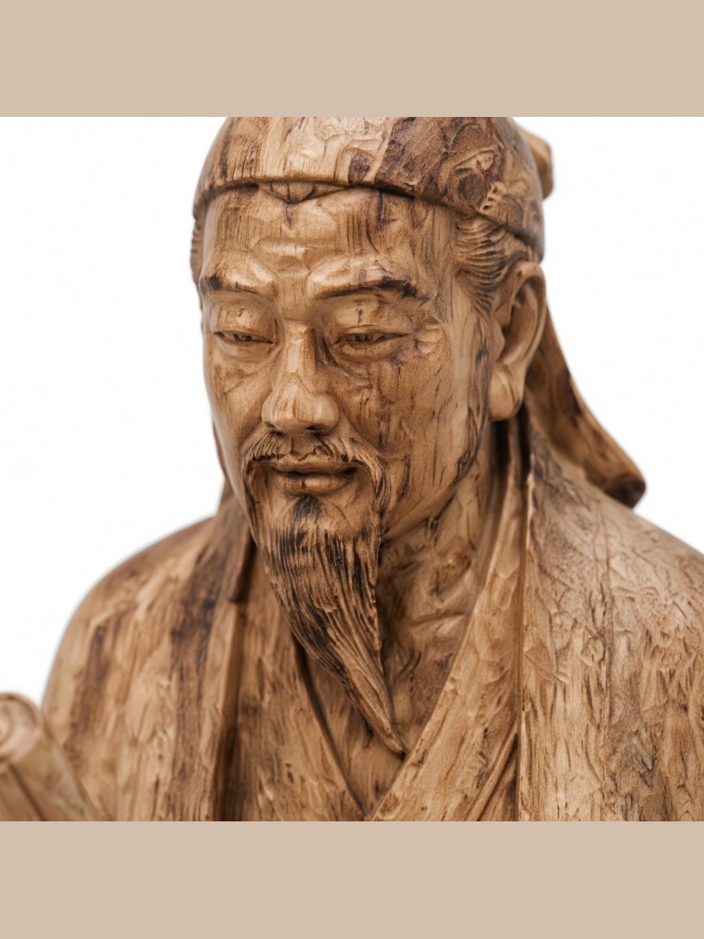 Hand-carved boxwood Reading-scholar-figure