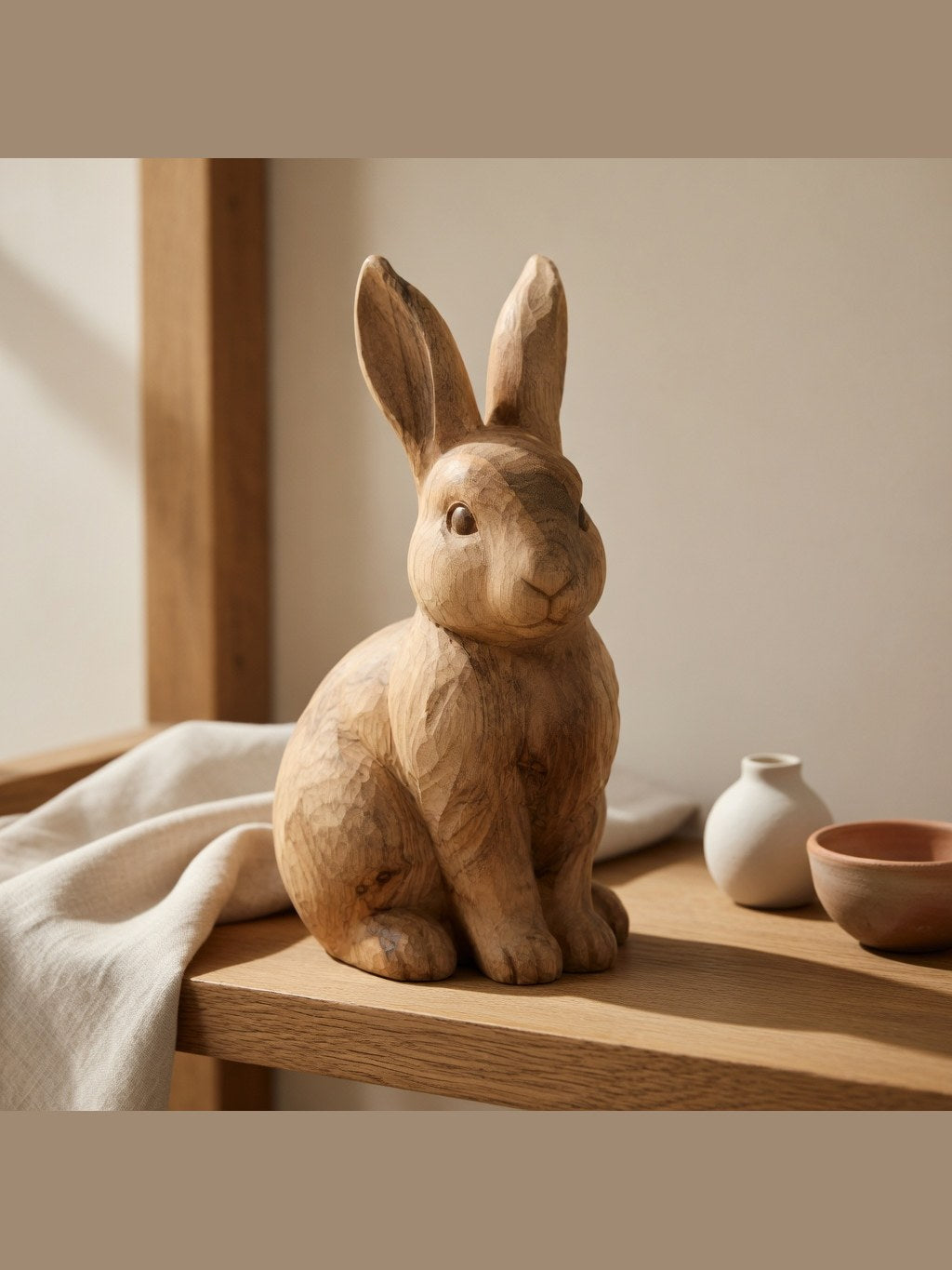 Hand-carved boxwood Rabbit Ornament