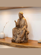 Hand-carved boxwood Reading-scholar-figure