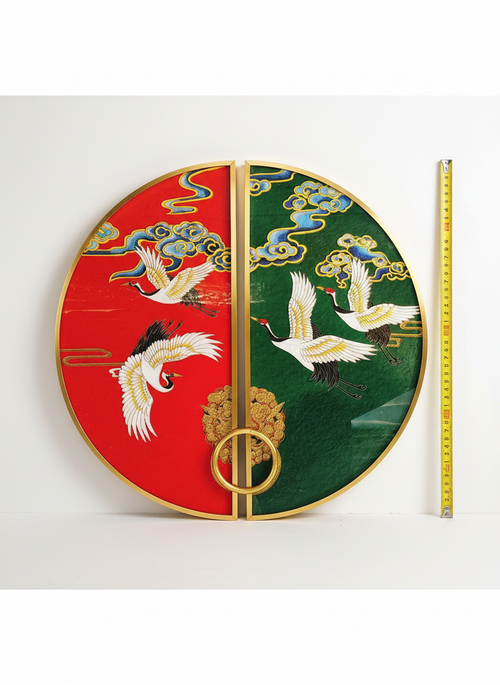 Auspicious Crane & Cloud Cloisonné Roundel