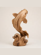 Hand-carved boxwood Koi ornament