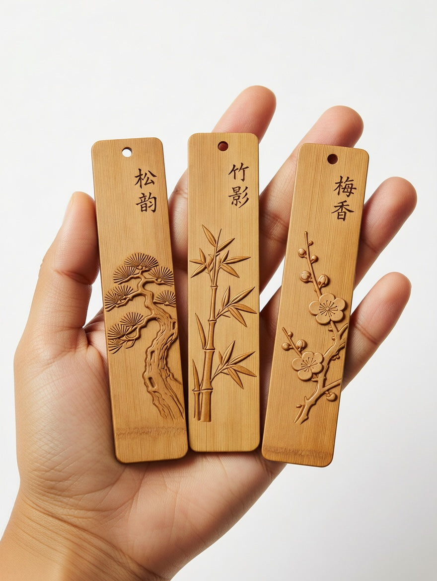 Bamboo Carved Bookmark Set