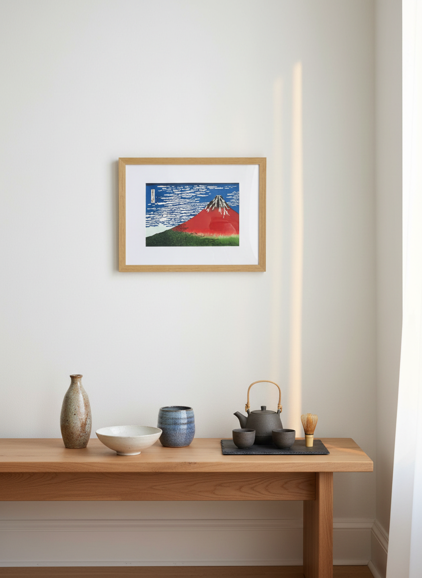 Cloisonne Crimson Mount Fuji Sky