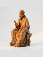 Hand-carved boxwood Reading-scholar-figure