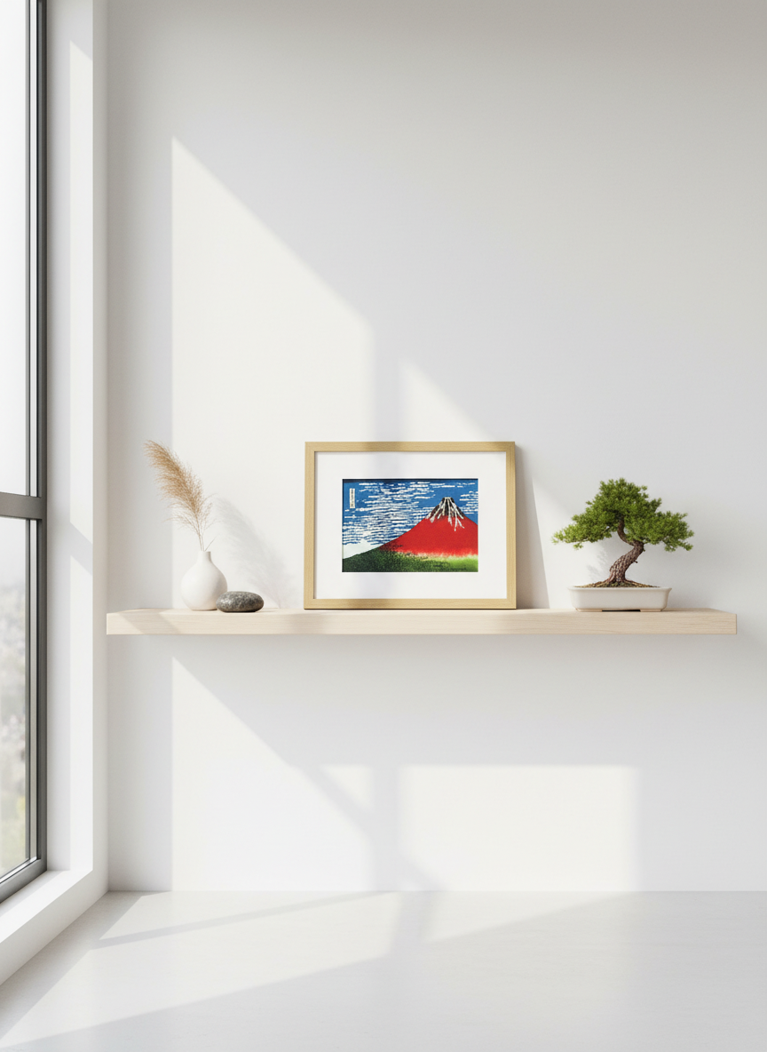 Cloisonne Crimson Mount Fuji Sky