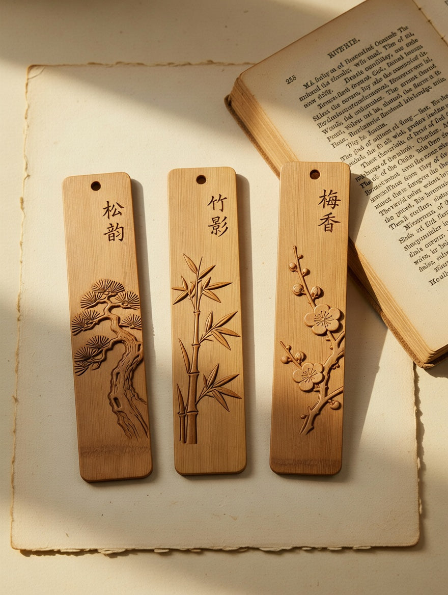 Bamboo Carved Bookmark Set