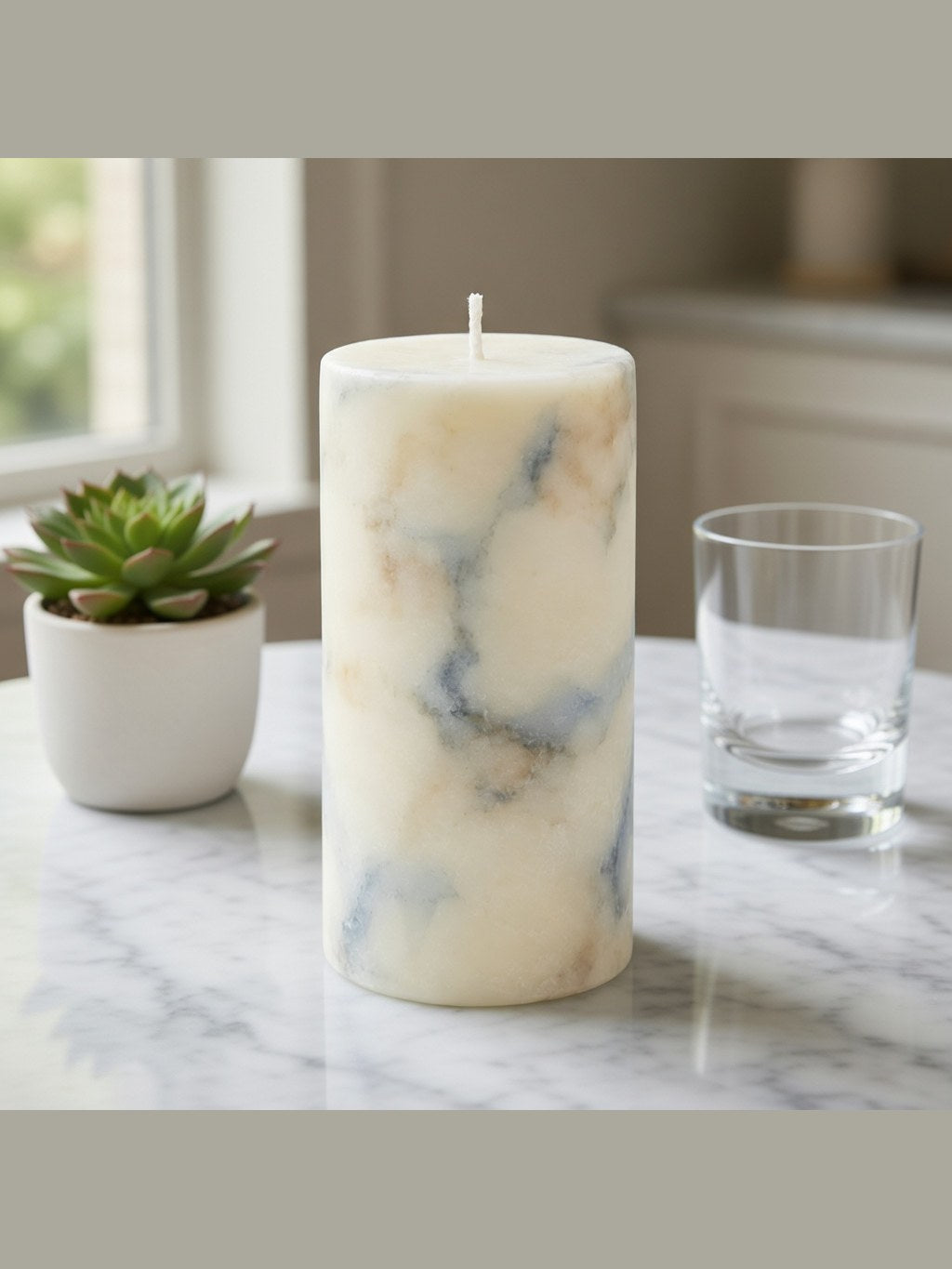 Ink-Wash Marble Pillar Candle