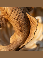 Hand-carved boxwood Koi ornament