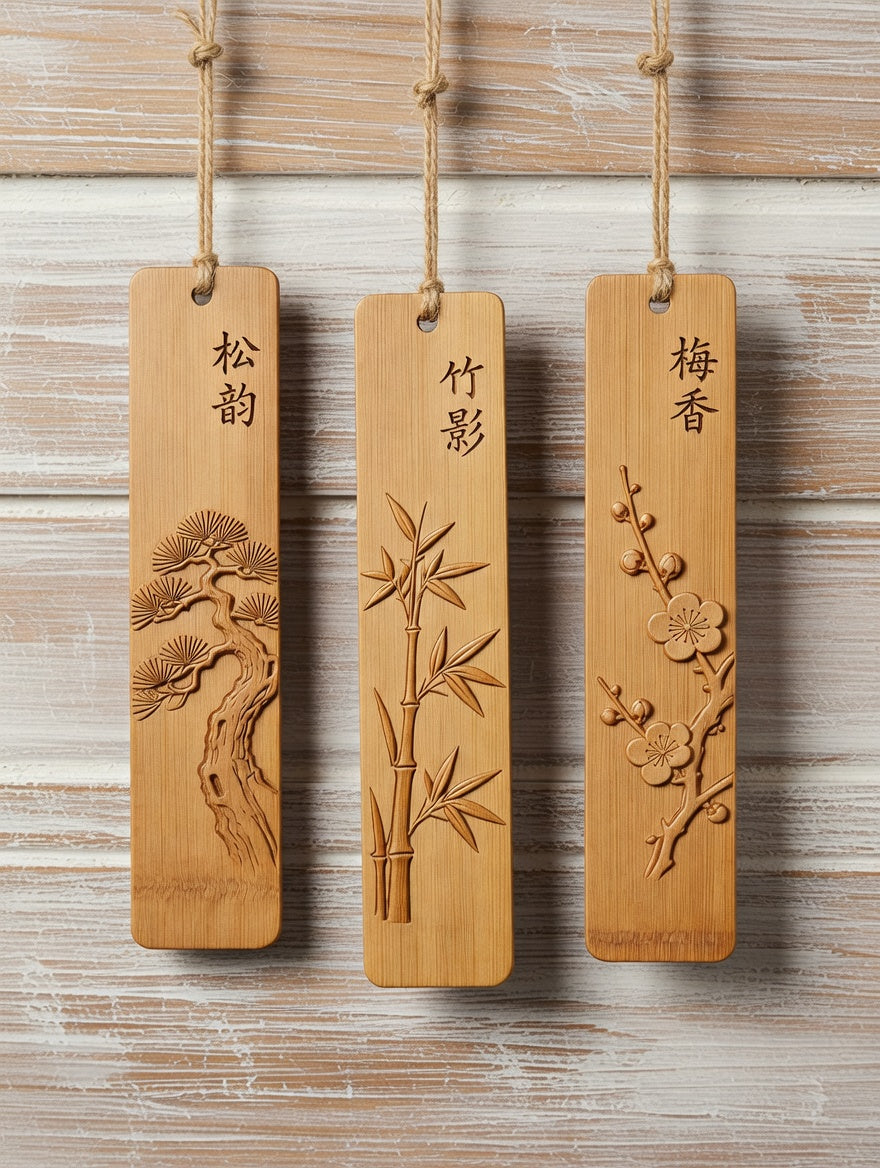 Bamboo Carved Bookmark Set
