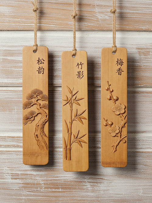 Bamboo Carved Bookmark Set
