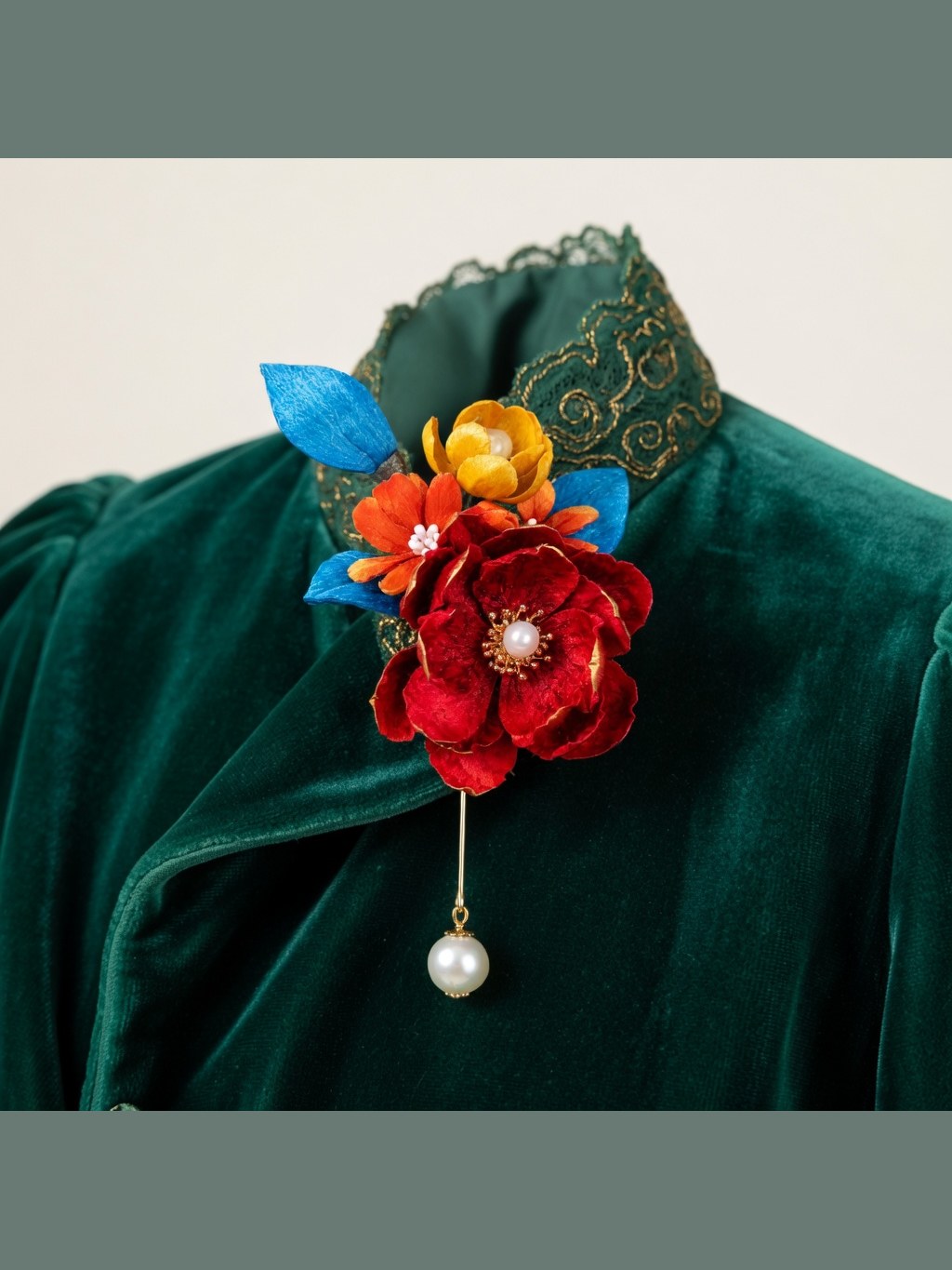 Red Peony Chanhua Hairpin