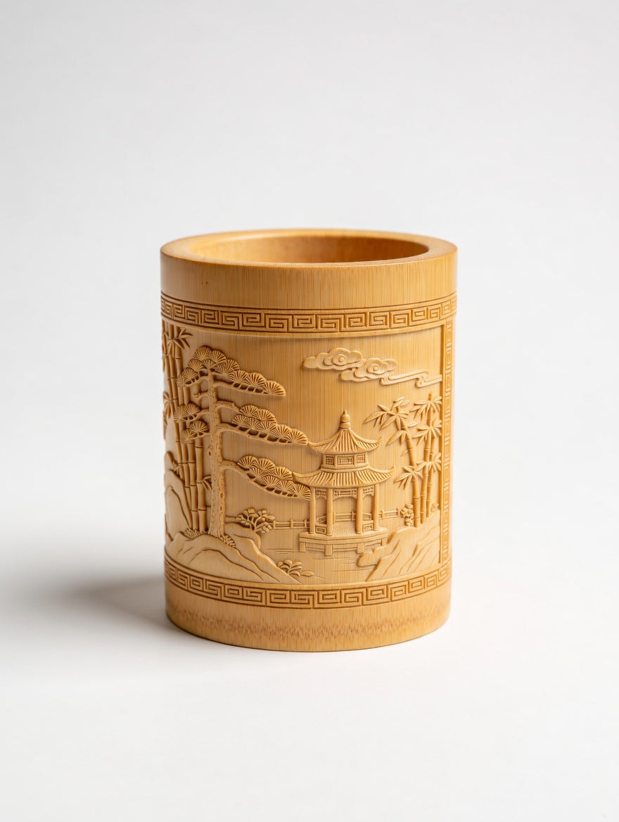 Bamboo Carved Pen Holder