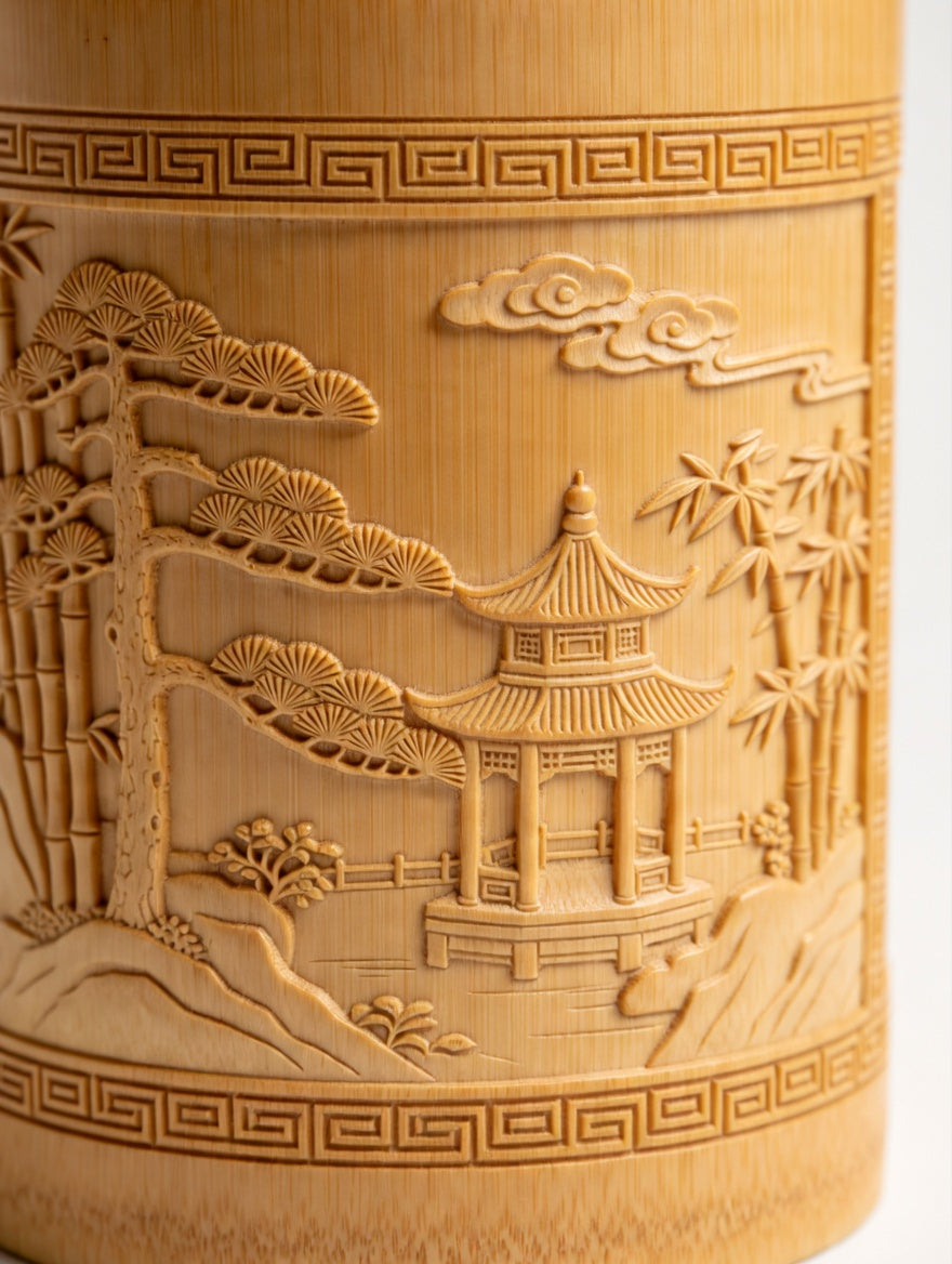Bamboo Carved Pen Holder