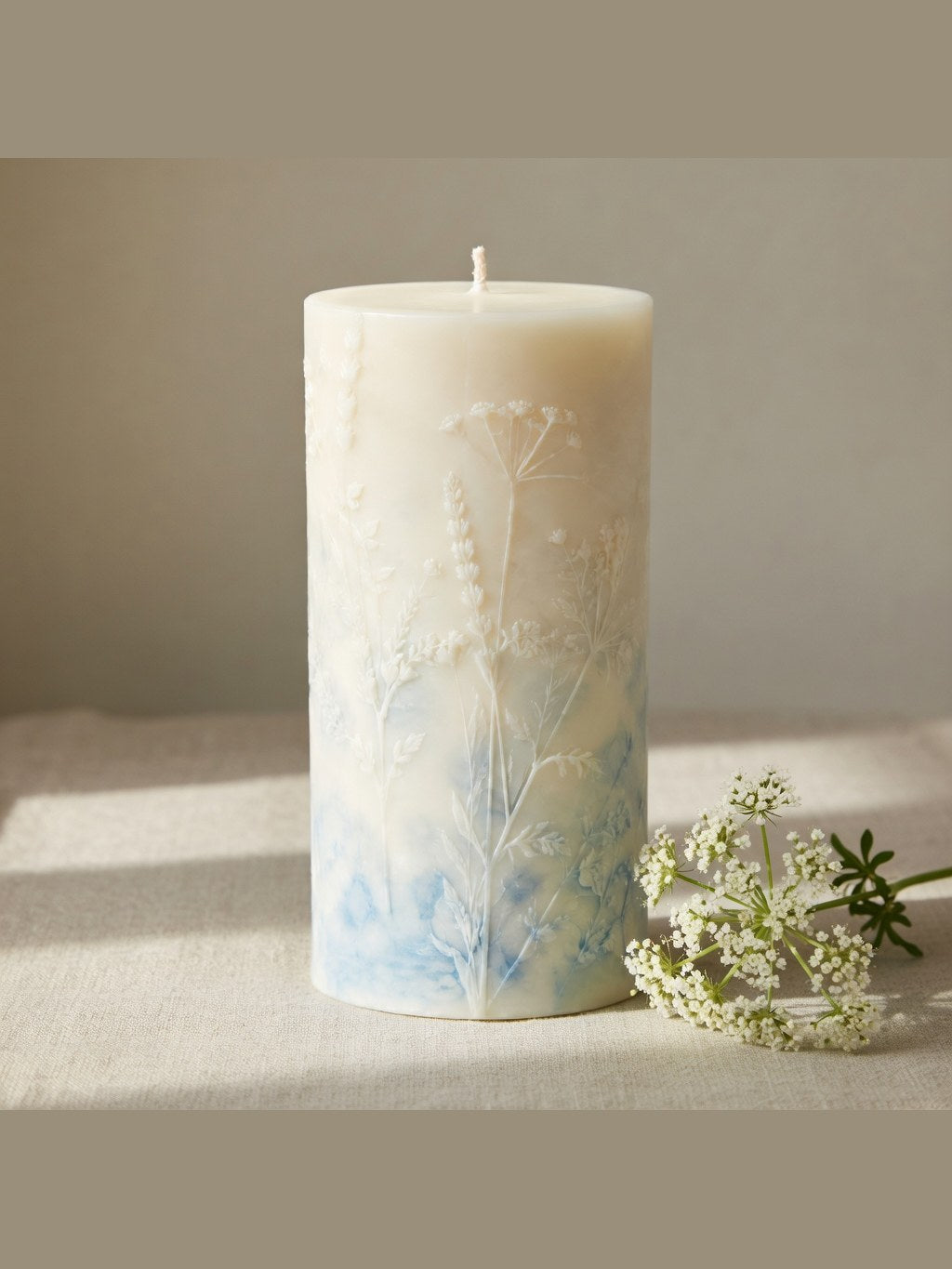 Botanical Relief Pillar Candle