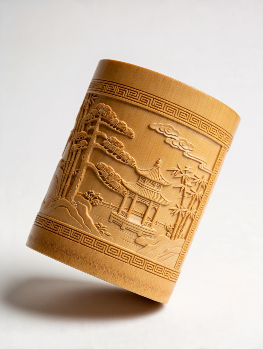 Bamboo Carved Pen Holder