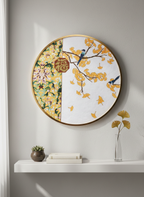 Auspicious Ginkgo & Magpie Cloisonné Wall Art