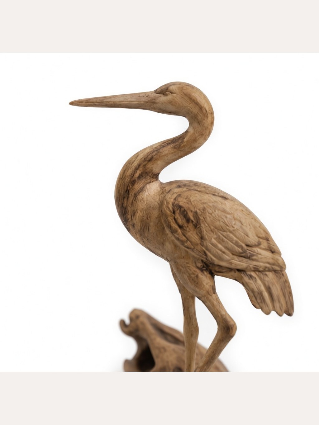 Hand-carved boxwood Crane ornament