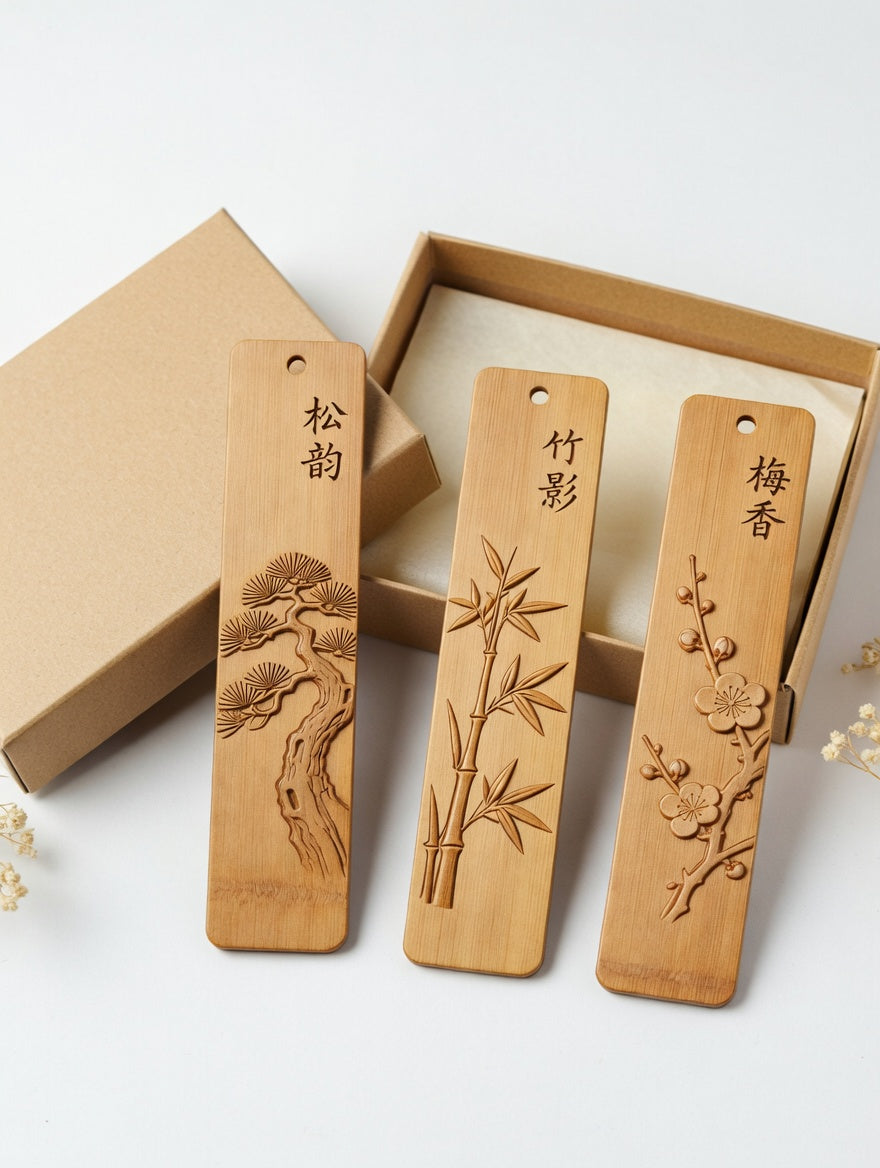 Bamboo Carved Bookmark Set