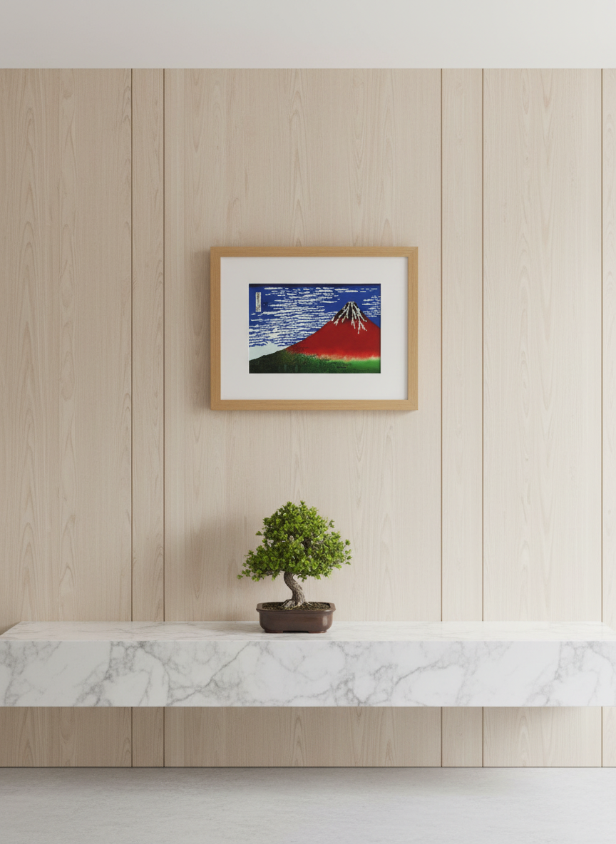 Cloisonne Crimson Mount Fuji Sky