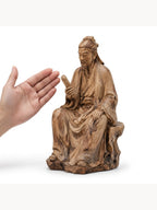 Hand-carved boxwood Reading-scholar-figure