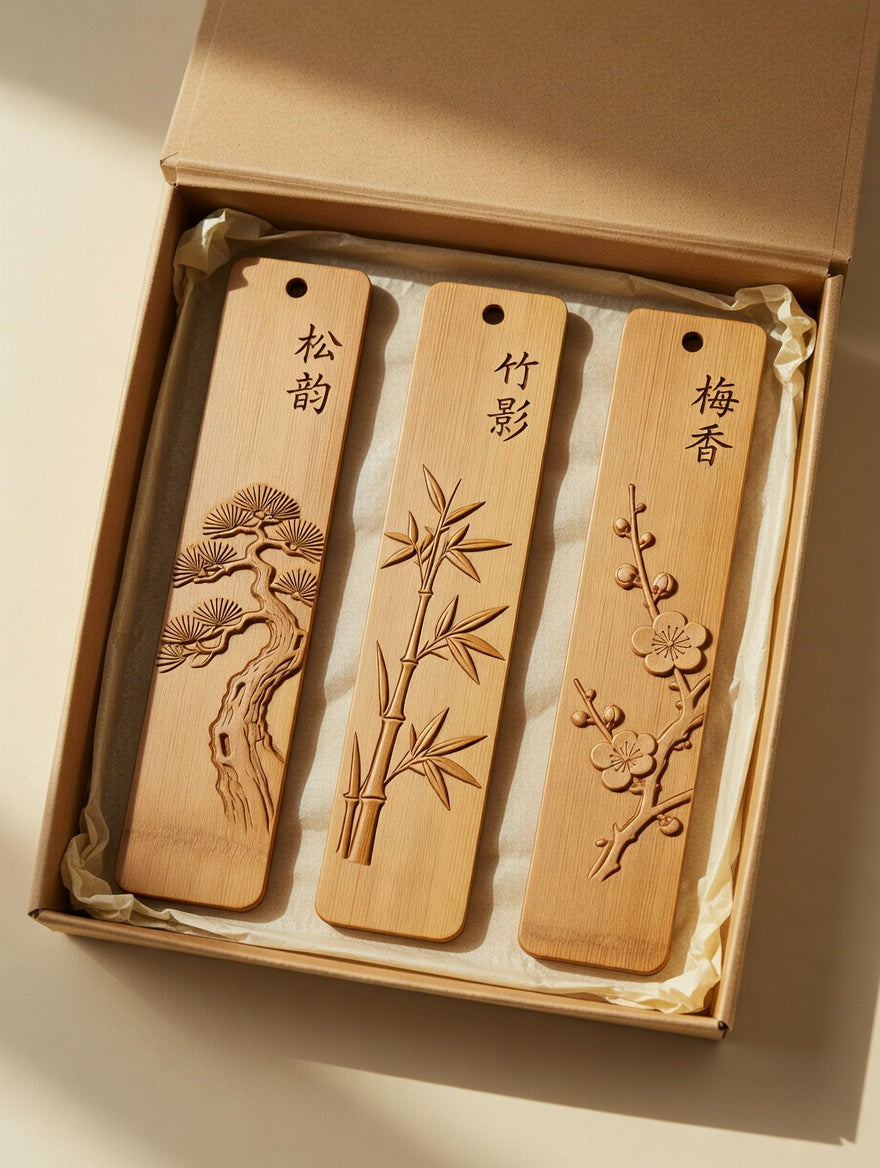 Bamboo Carved Bookmark Set